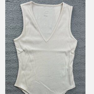 A New Day Women's Size Small White V-Neck Tank Bodysuit